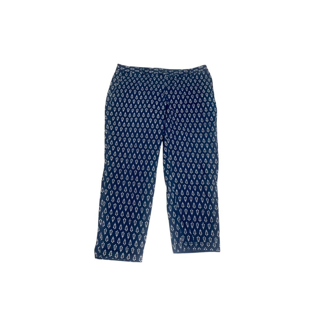 💚 Talbots The Perfect Crop Blue Chino Crop Pants Butterfly Sz 14 Petite